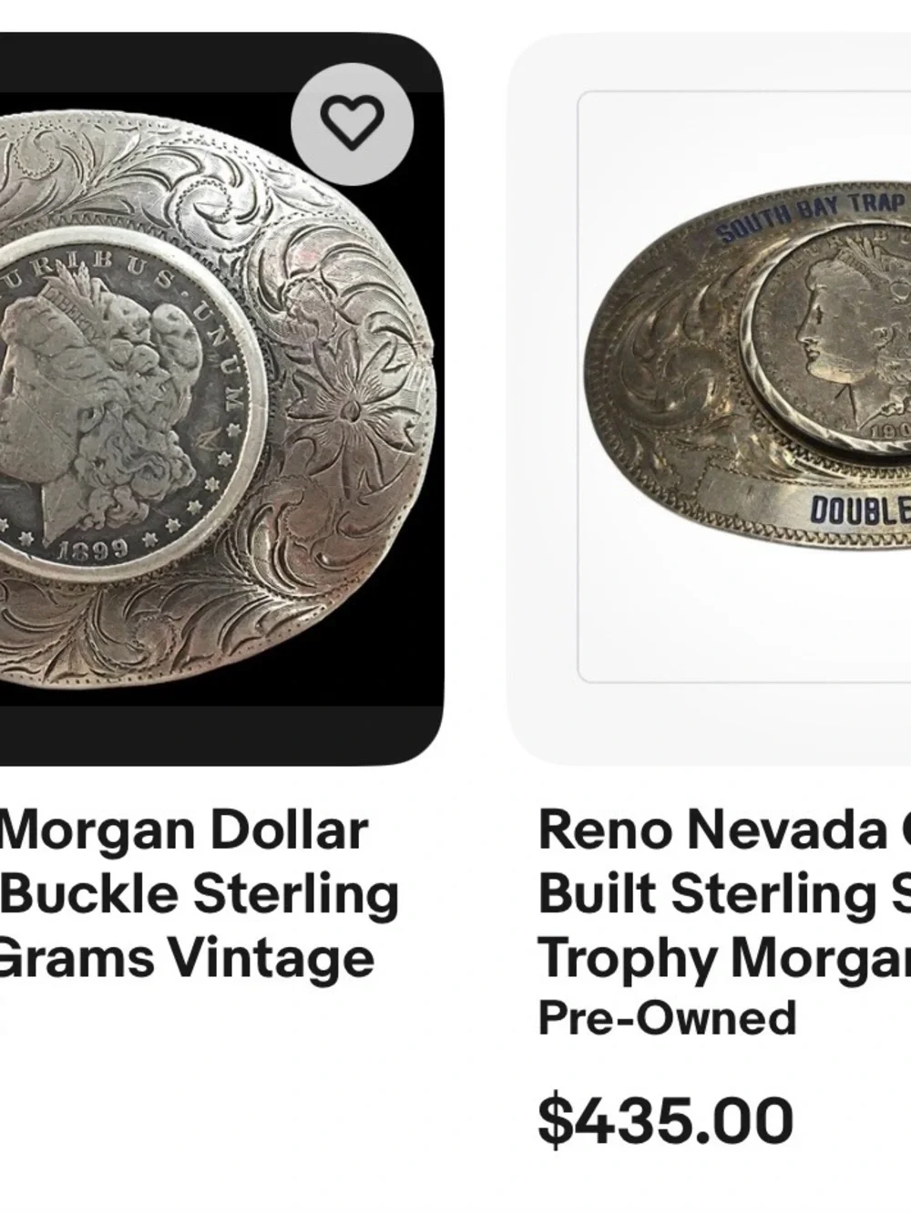Rare Wade’s Silversmith Reno Sterling Silver 1880 Morgan Dollar Western Buckle